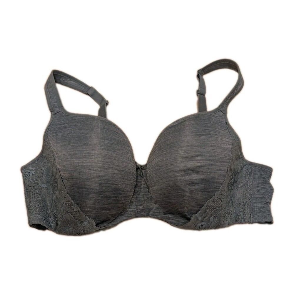 Lane Bryant Cacique Smooth Balconette Bra Size 42D Blue Floral Lace Detail